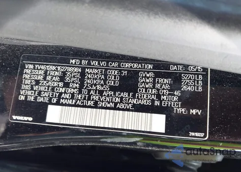 2016 Volvo Xc60 T5 Premier из США, поврежденный, VIN YV4612RK1G2788984